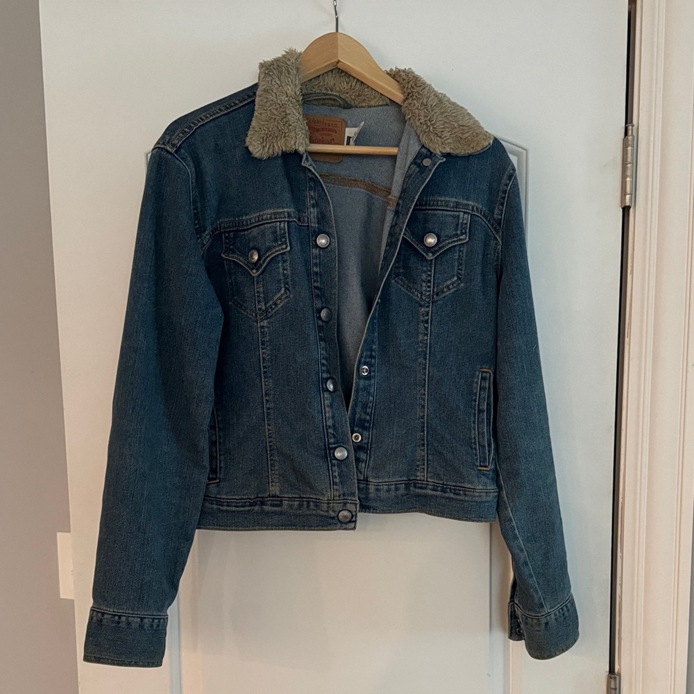 Levi's Blue Denim Jacket with Sherpa Collar